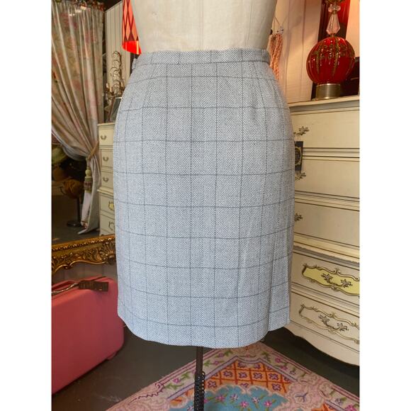 vintage 1990s Ungaro gray plaid womens suit double breasted jacket med 6 skirt - Picture 3 of 8
